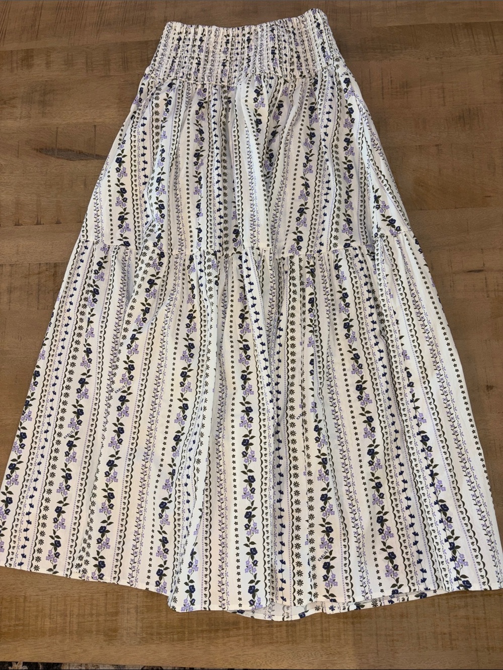 Karlie French Floral Vine Tiered Maxi Skirt Large NWT New Feminine 100% Cotton - Picture 9 of 10